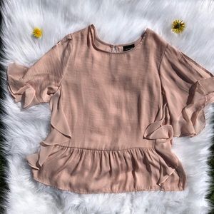 Who What Wear Brand Blush Blouse with Ruffles